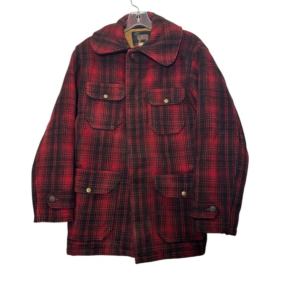 Woolrich 38 Buffalo Plaid Flannel Vintage 50's Hunting Barn Utility Jacket Coat - Picture 1 of 15